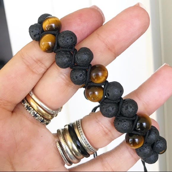 Men or women tiger eye lava double bracelet - Picture 4 of 10